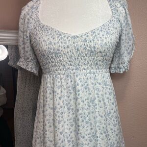 A&F Blue Floral Smocked Puff Sleeve Easter Dress XSP